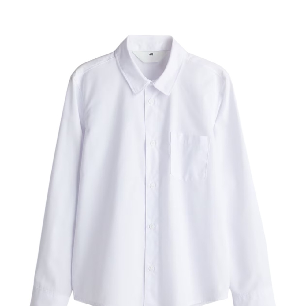 H&M White Long-Sleeve Button-Up Shirt